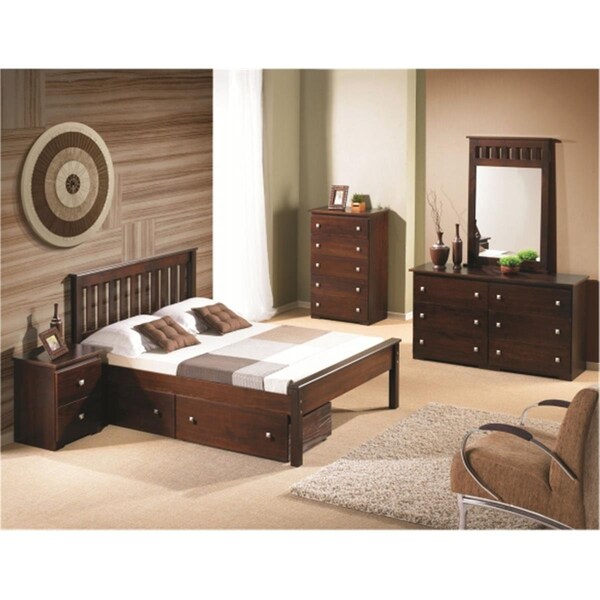 Fixturesfirst PD-500FCP-505CP Full Size Contempo Bed with Dual Under Bed Drawers in Dark Cappuccino FI2474133 - main
